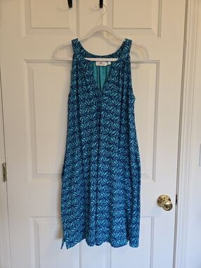 Vineyard Vines Womens Blue Kaleidoscope Sleeveless Tank Shift Dress Size Large